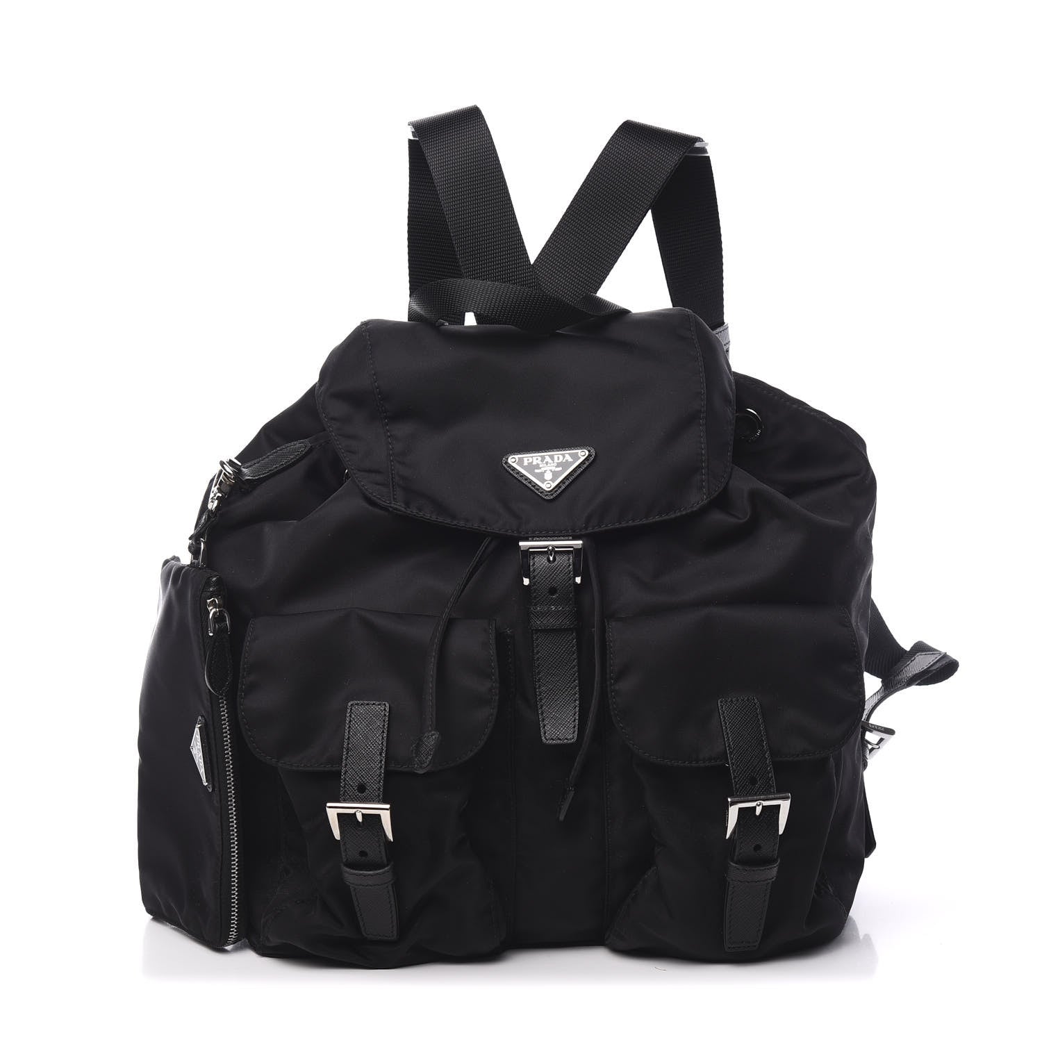 Prada Tessuto Nylon Saffiano Medium Backpack Black 1 of 9