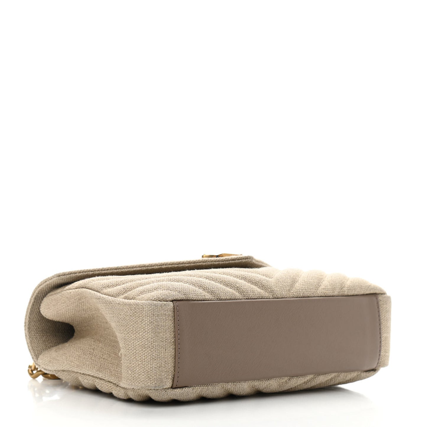 Linen Quilted College Medium Chain Bag Taupe