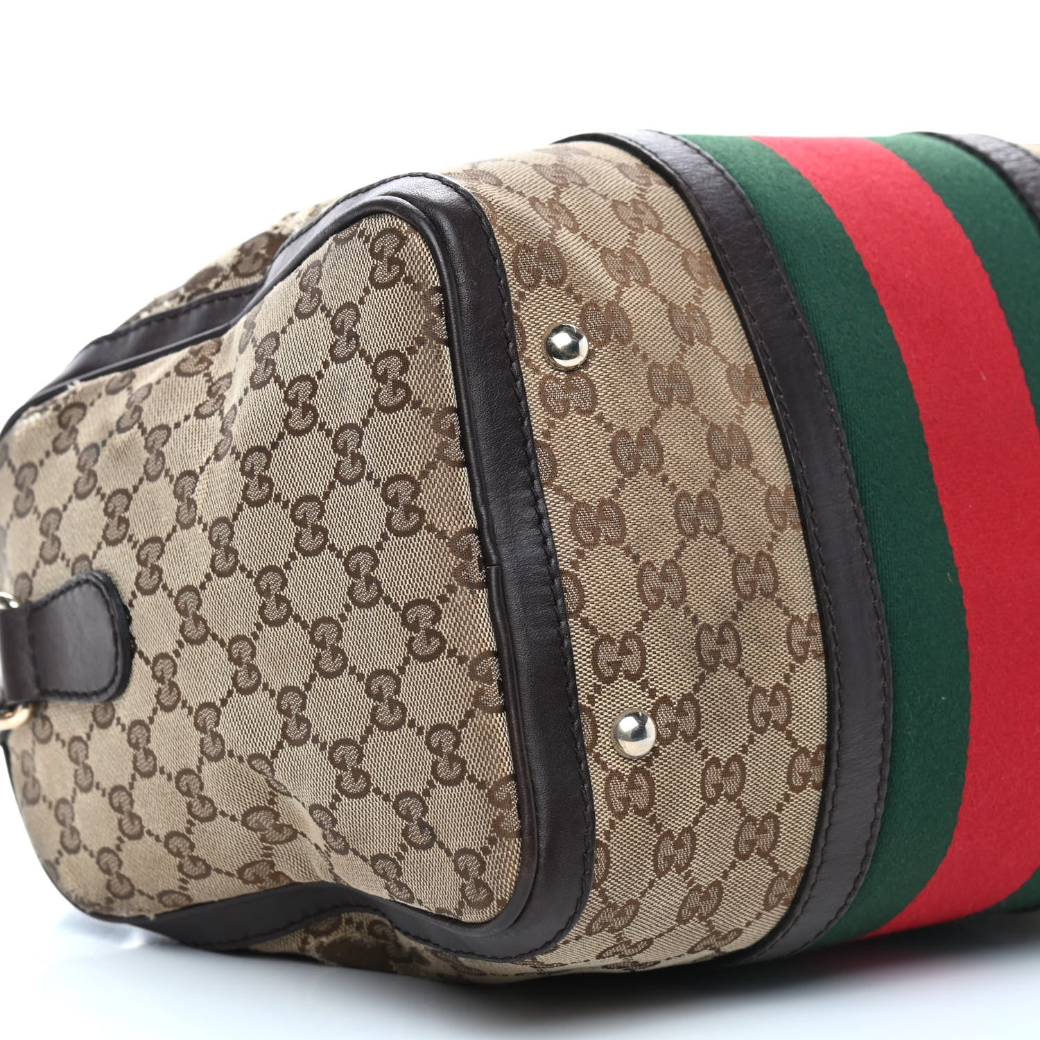 Gucci Monogram Vintage Web Medium Boston Dark Brown 25 of 26