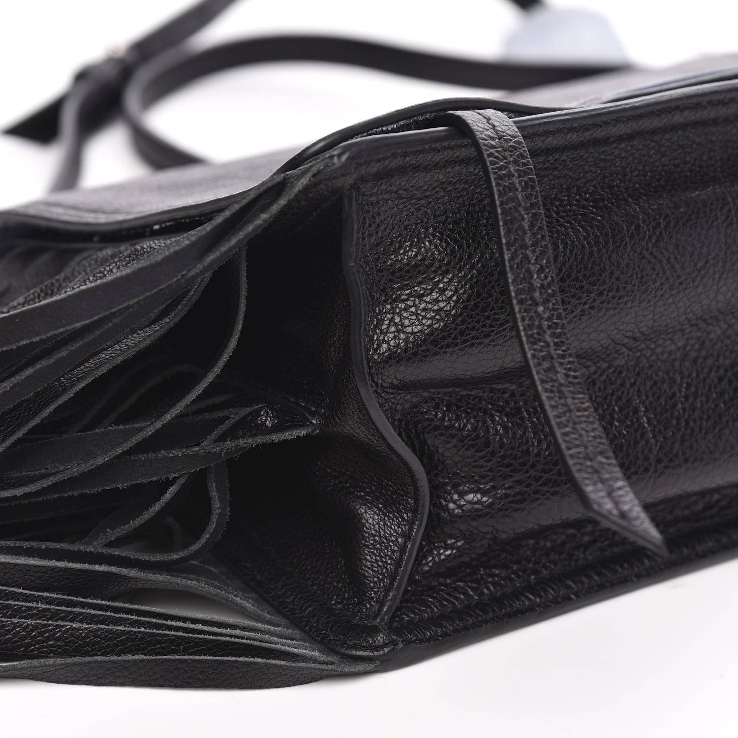 Prada Glace Calf Etiquette Fringe Flap Black Astrale 7 of 11