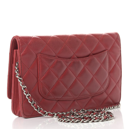 Chanel Lambskin Quilted Wallet On Chain WOC Red 3 of 14