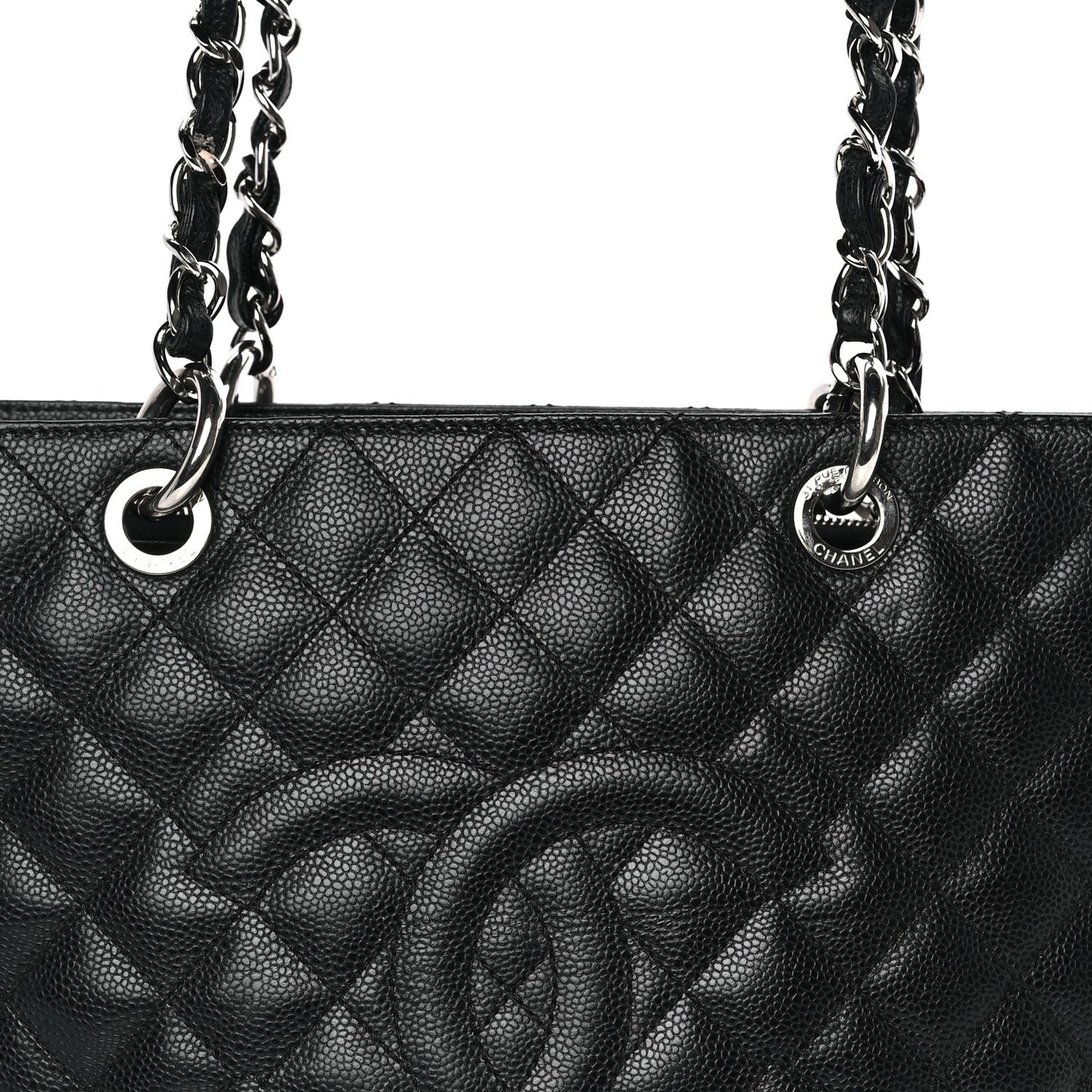 Caviar Quilted Grand Shopping Tote GST Black