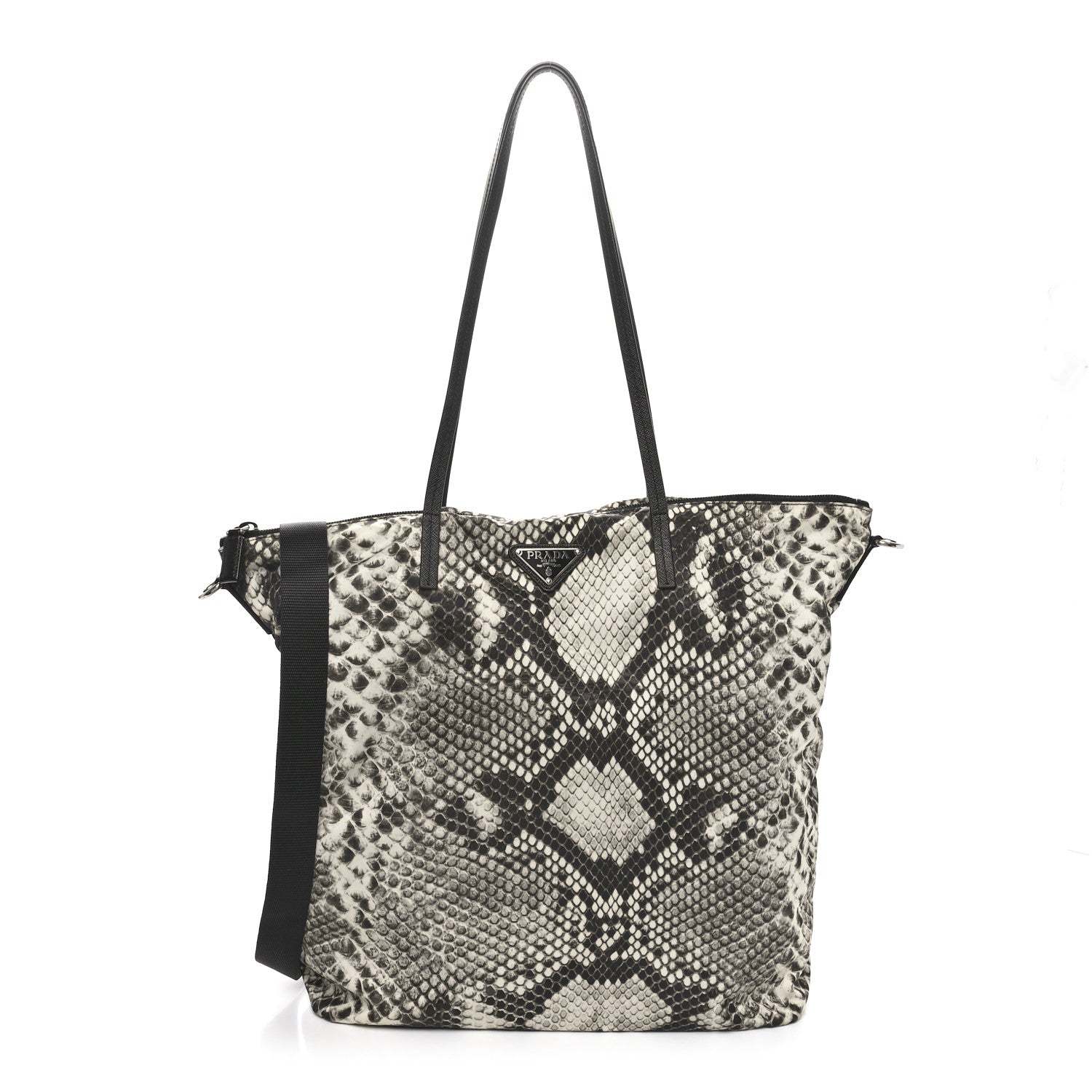 Prada Tessuto Nylon Snakeskin Print Tote Roccia 1 of 8