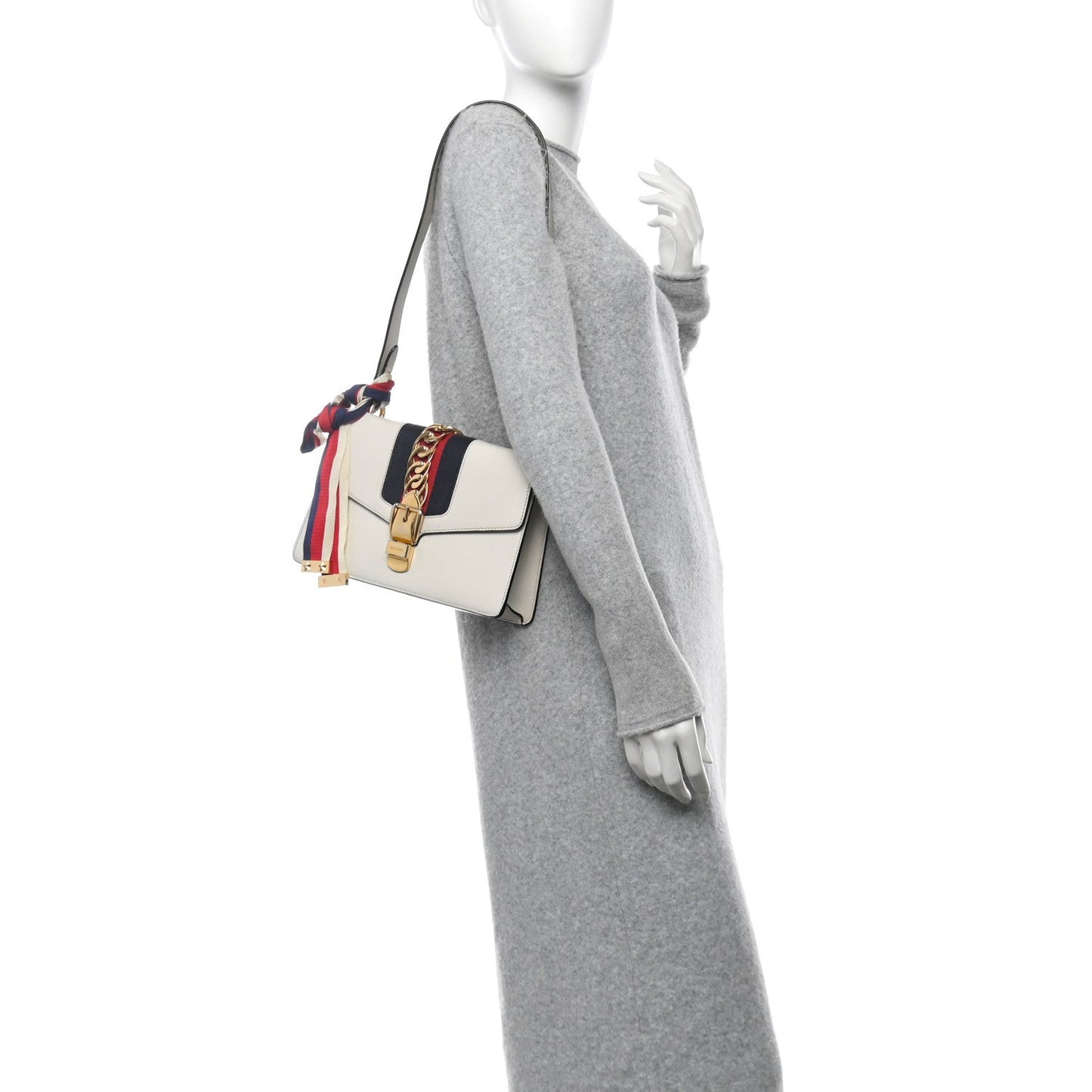 Calfskin Small Sylvie Shoulder Bag Off White