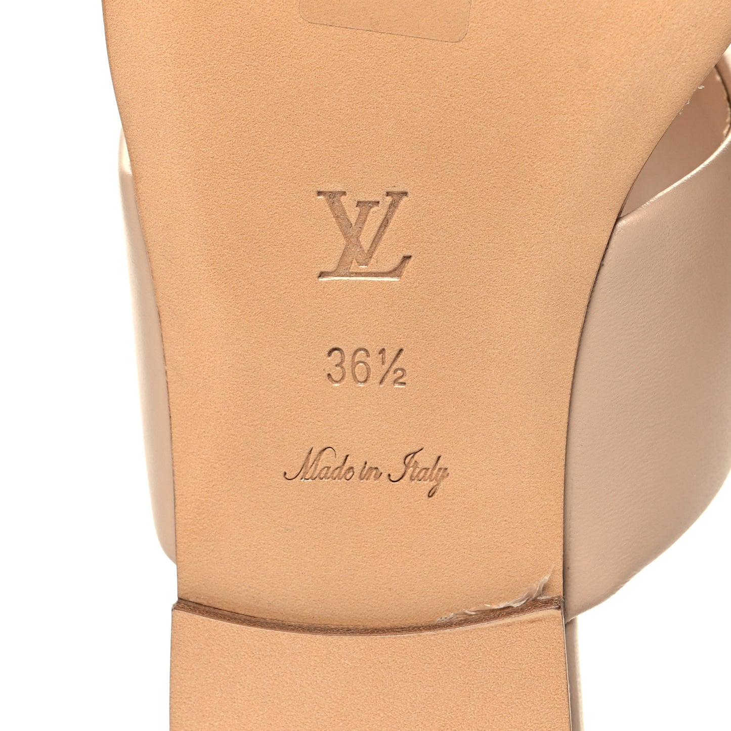 Lambskin Embossed Monogram Drapy Flat Thong Sandal 36.5 Beige