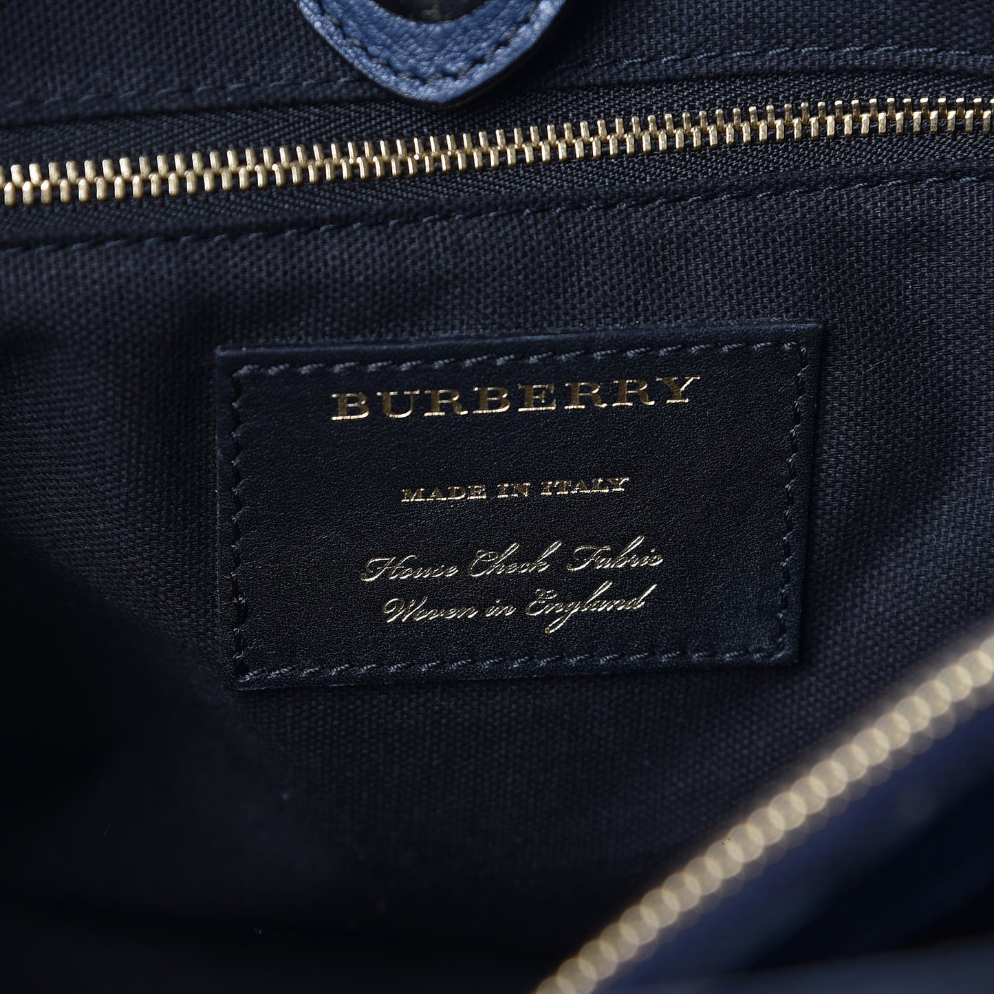 Grainy Calfskin House Check Medium Banner Tote Ink Blue