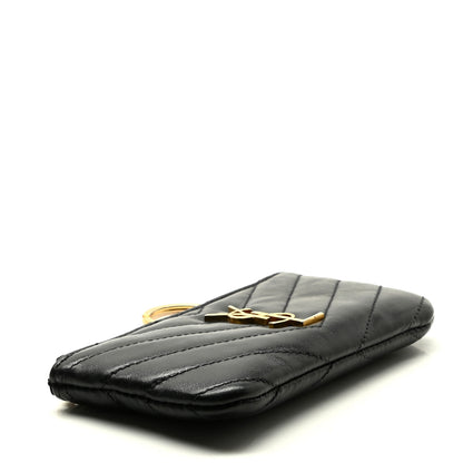 Saint Laurent Calfskin Matelasse Monogram Key Pouch Black 3 of 8