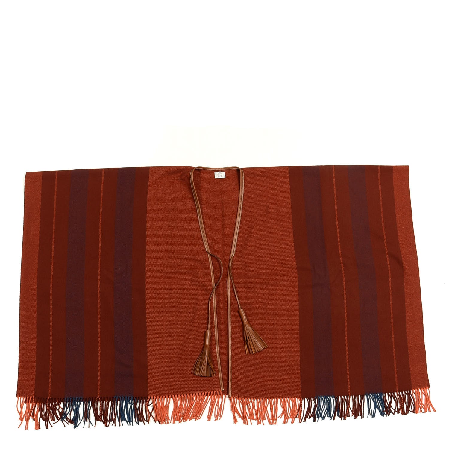 Hermes Merino Wool Cashmere Rocabar Poncho Rouge H 1 of 3