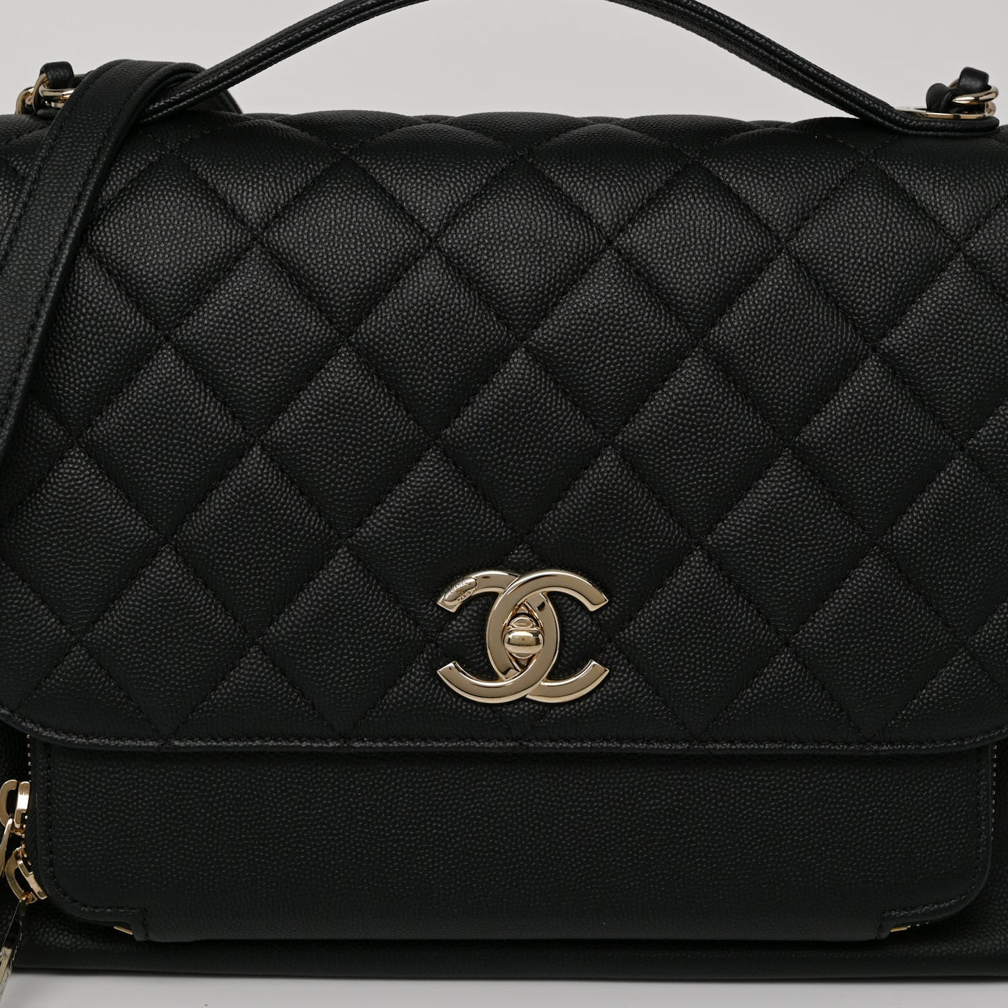 Caviar Quilted Large Business Affinity Flap Black