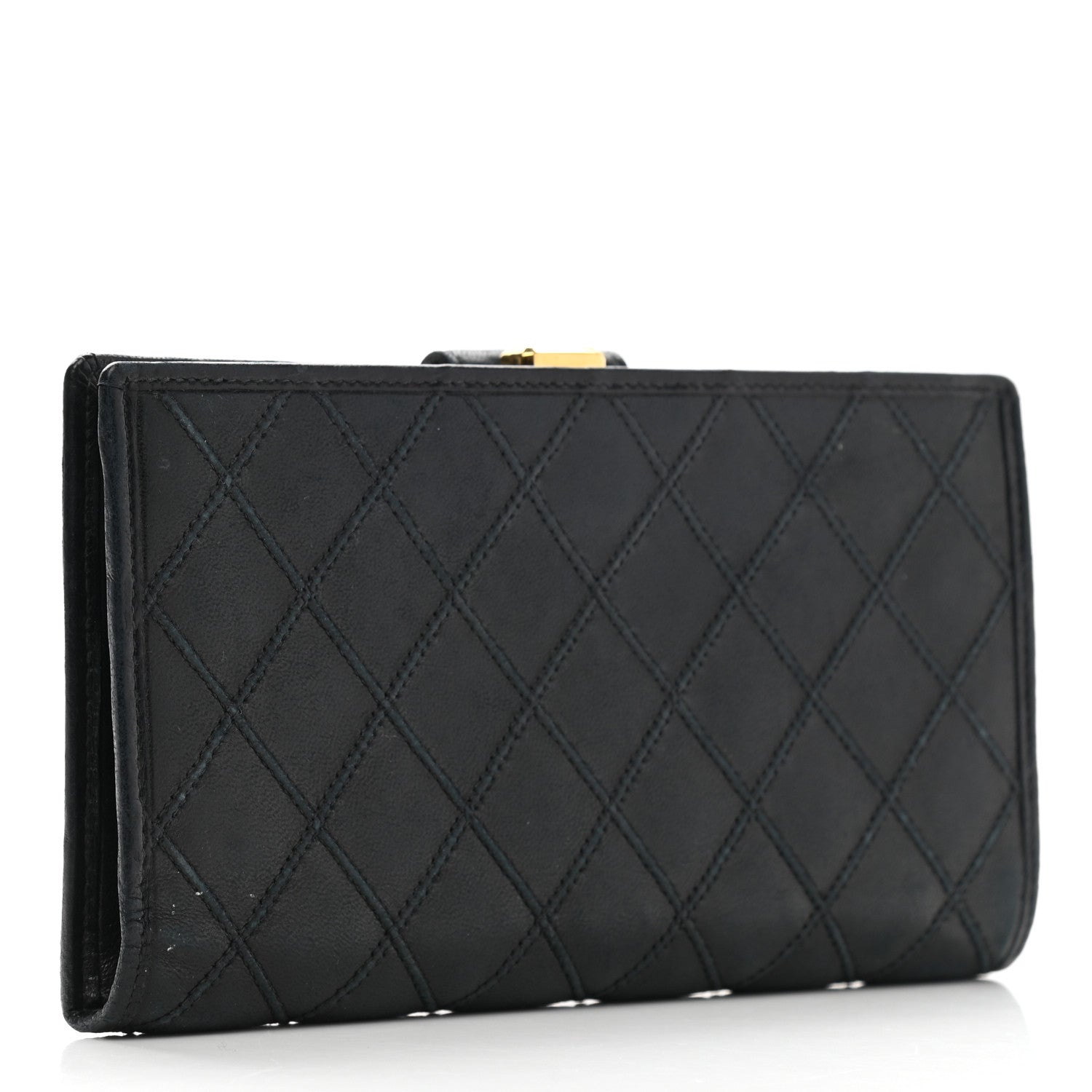 Chanel Lambskin Diamond Stitched French Wallet Black 3 of 11