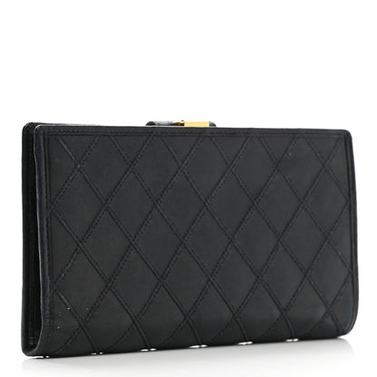 Chanel Lambskin Diamond Stitched French Wallet Black 3 of 11