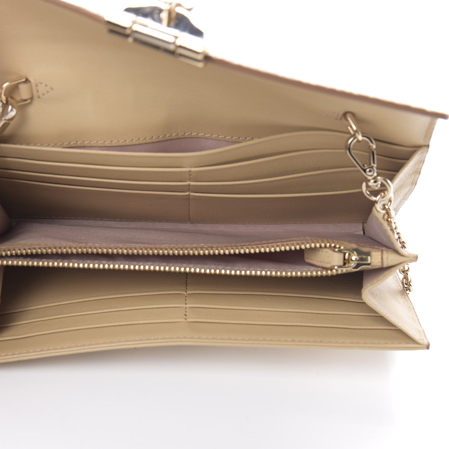 Metallic Visetos Patricia Wallet On Chain Gold