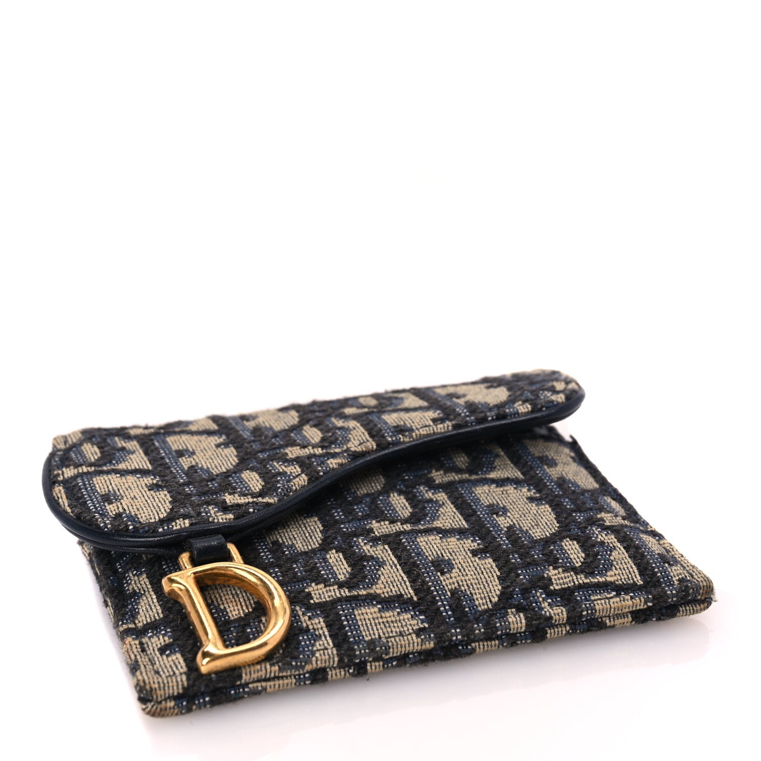 Christian Dior Oblique Saddle Card Holder Blue 4 of 8