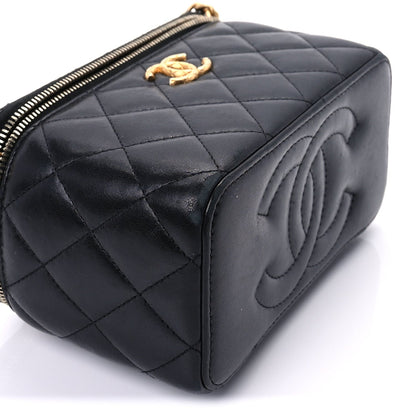 Chanel Lambskin Quilted Pearl Crush Small Vanity Case With Chain Black 7 of 8