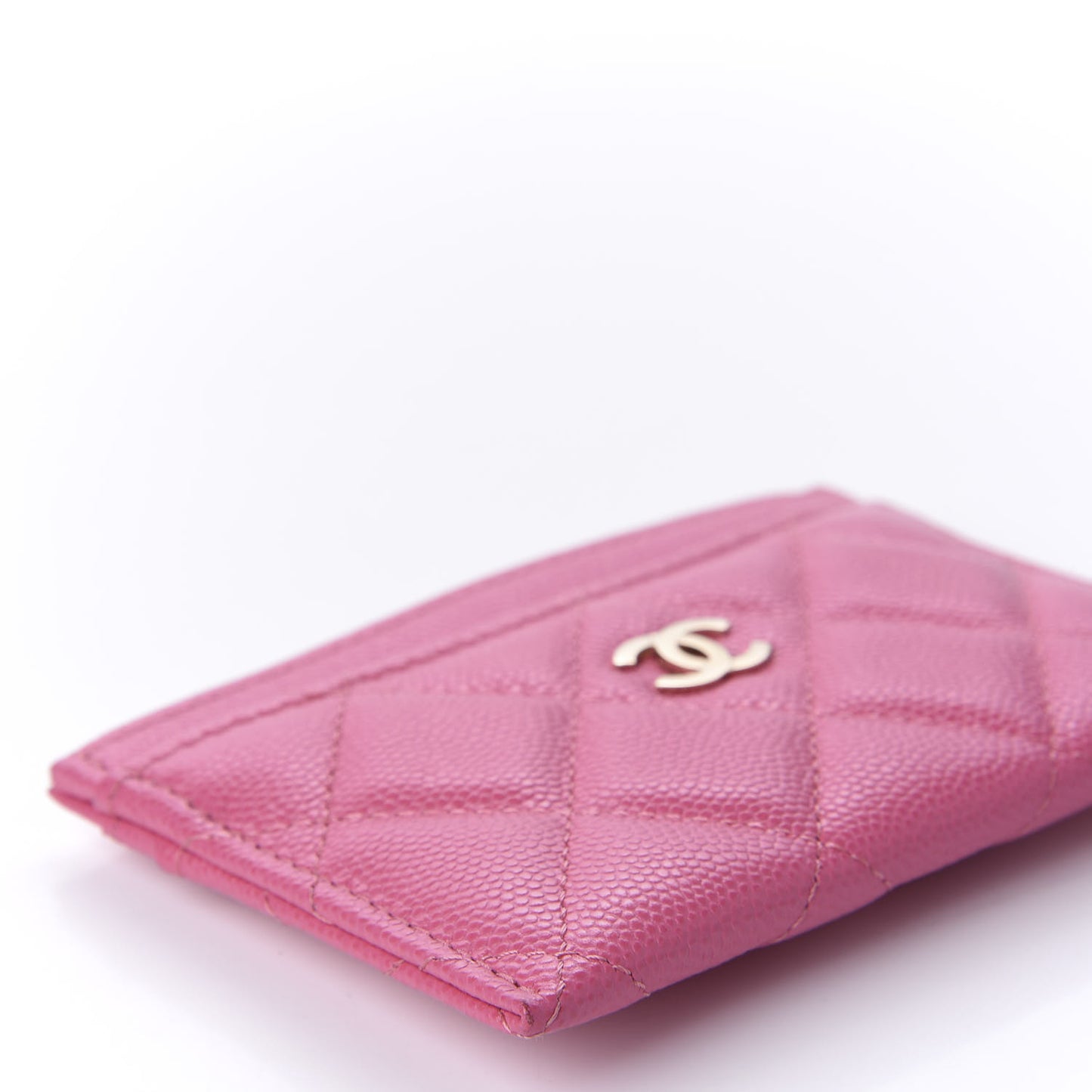 Caviar Quilted Card Holder Pink