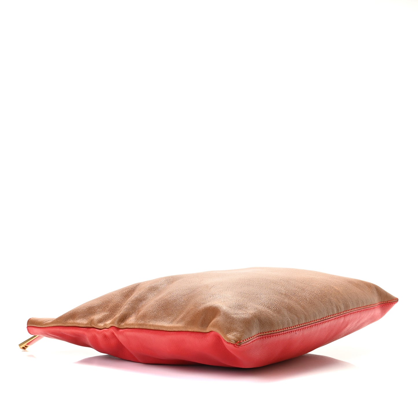 Vitello Foldover Clutch Red Brown