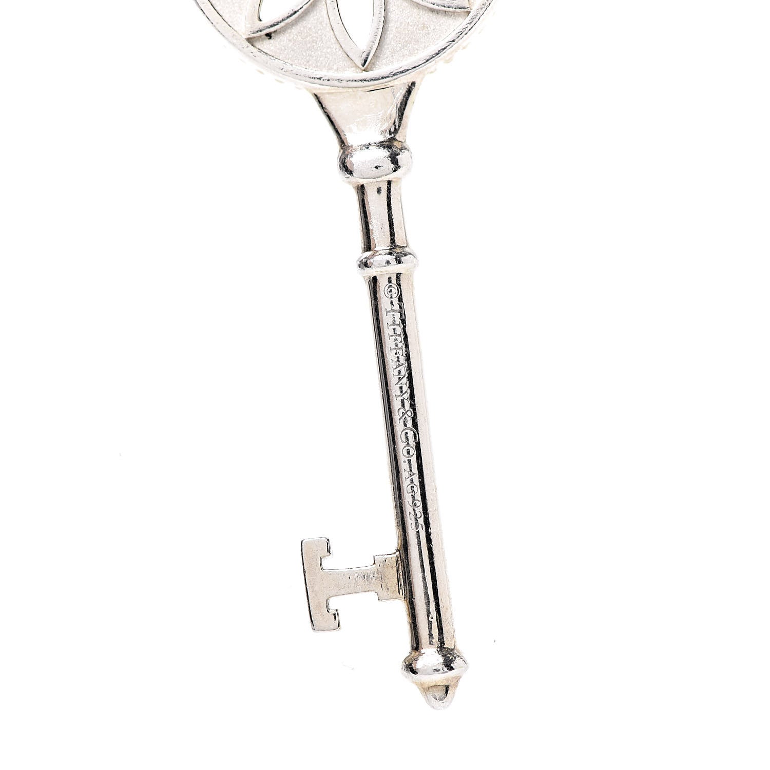 Tiffany Sterling Silver Diamond Large Daisy Key Pendant Necklace 7 of 7