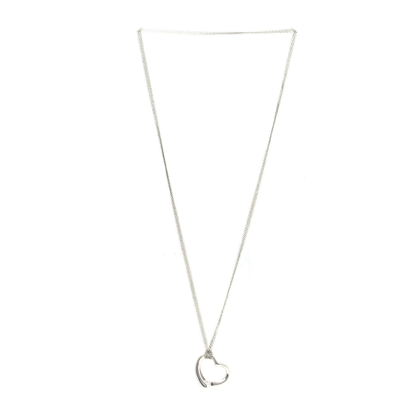 Tiffany Sterling Silver Open Heart Mesh Necklace