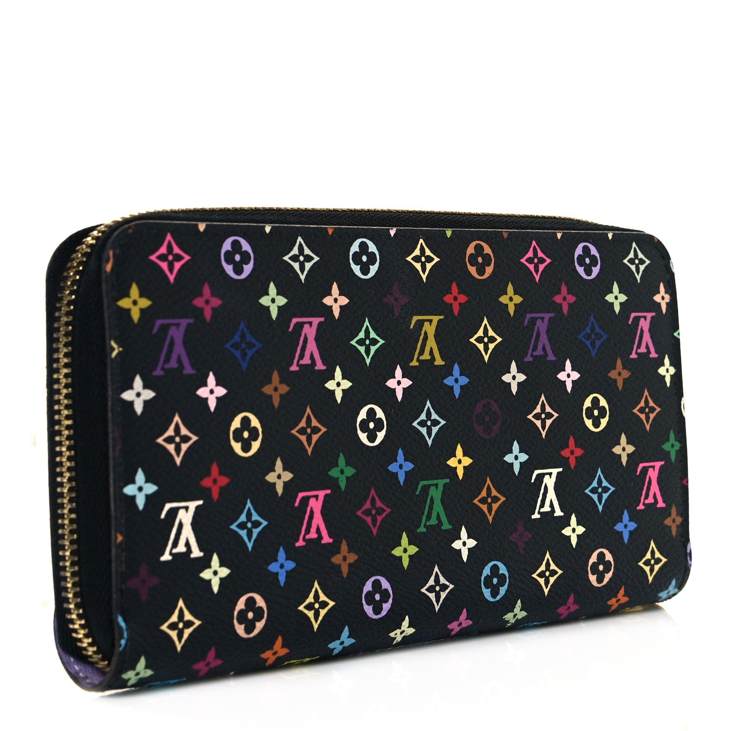 Louis Vuitton Monogram Multicolor Zippy Wallet Black Violet 3 of 8