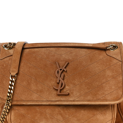 Saint Laurent Suede Monogram Medium Niki Chain Satchel Cinnamon 8 of 12