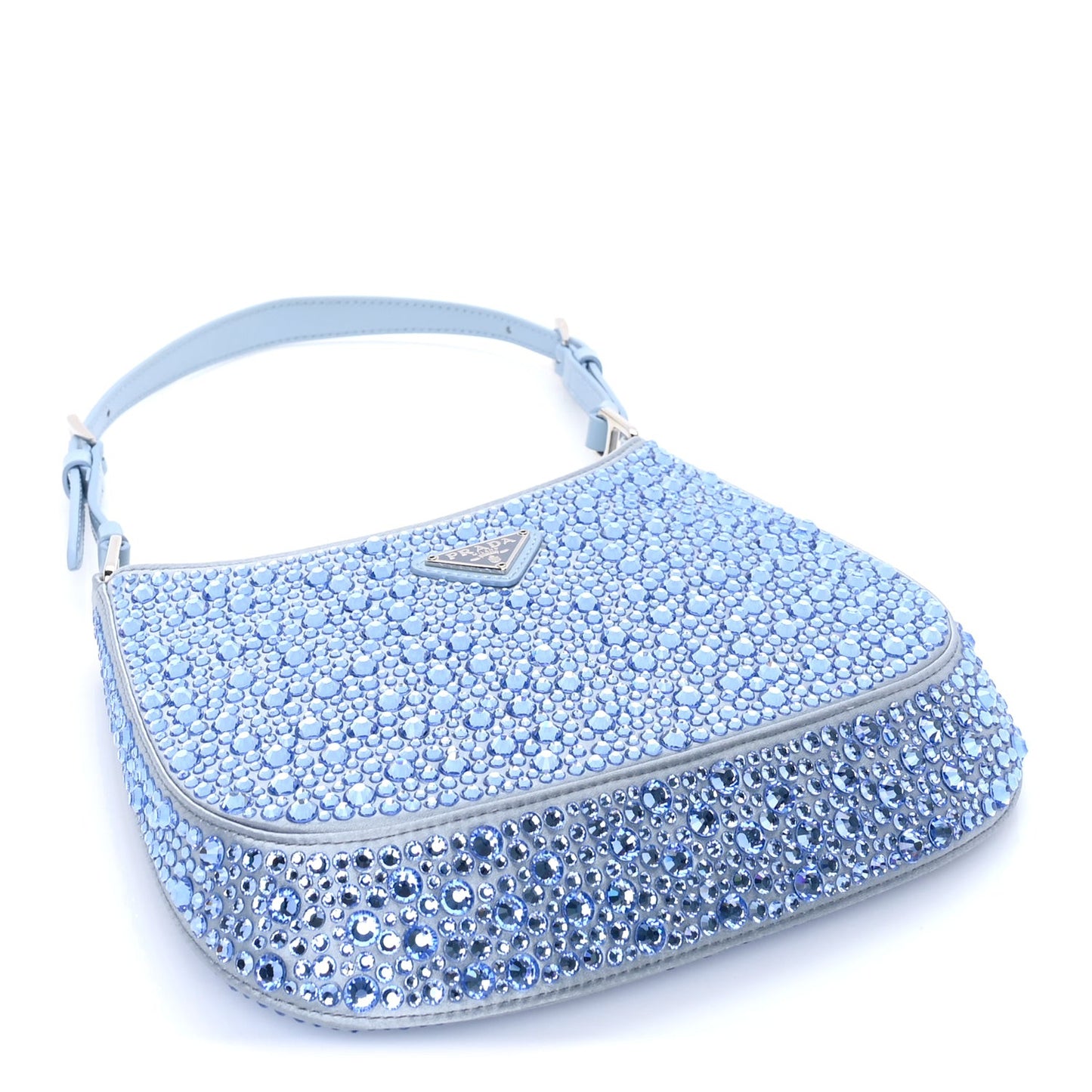 Satin Crystal Cleo Adjustable Strap Shoulder Bag  Celeste
