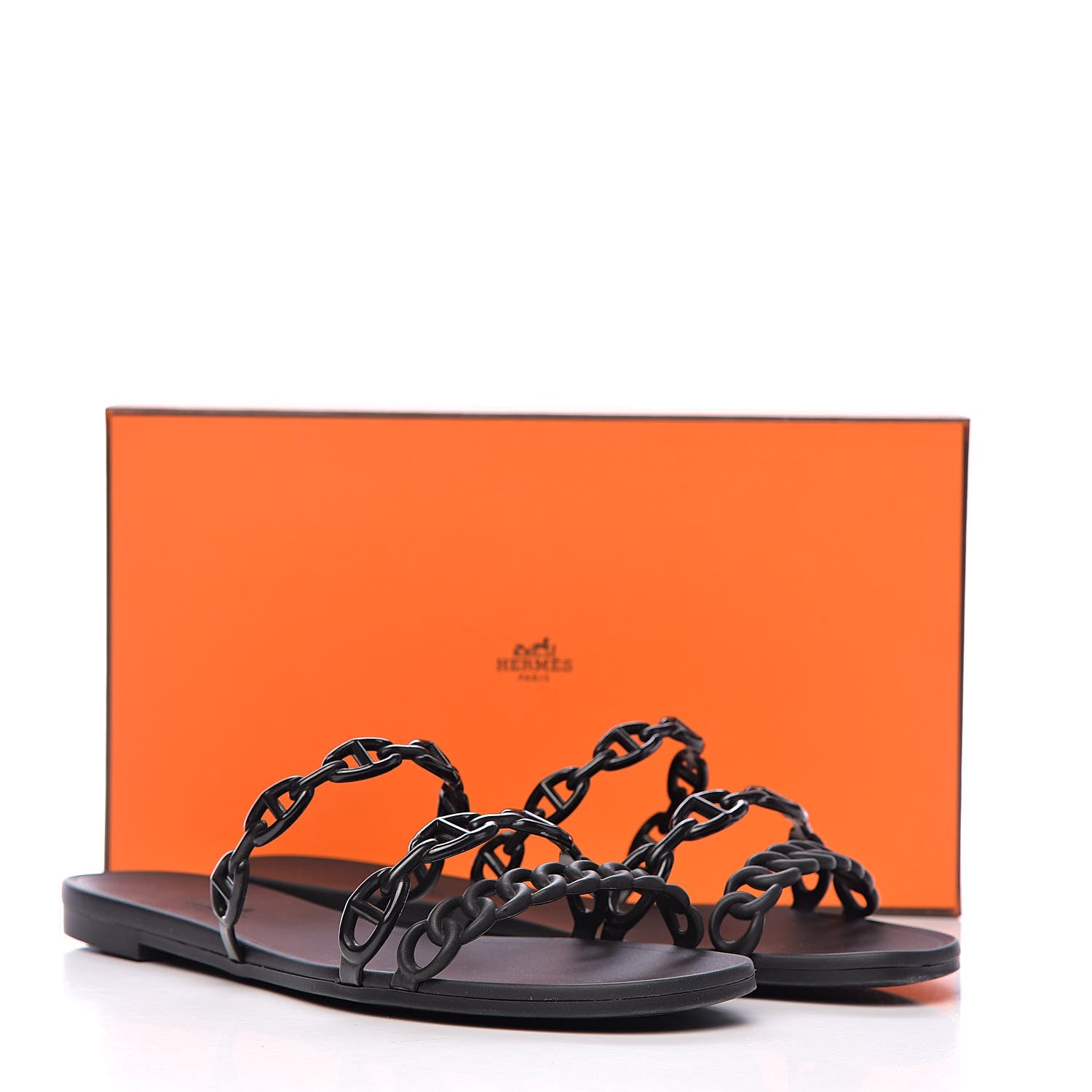 Hermes Rubber Chaine d'Ancre Rivage Sandals 40 Black 9 of 9