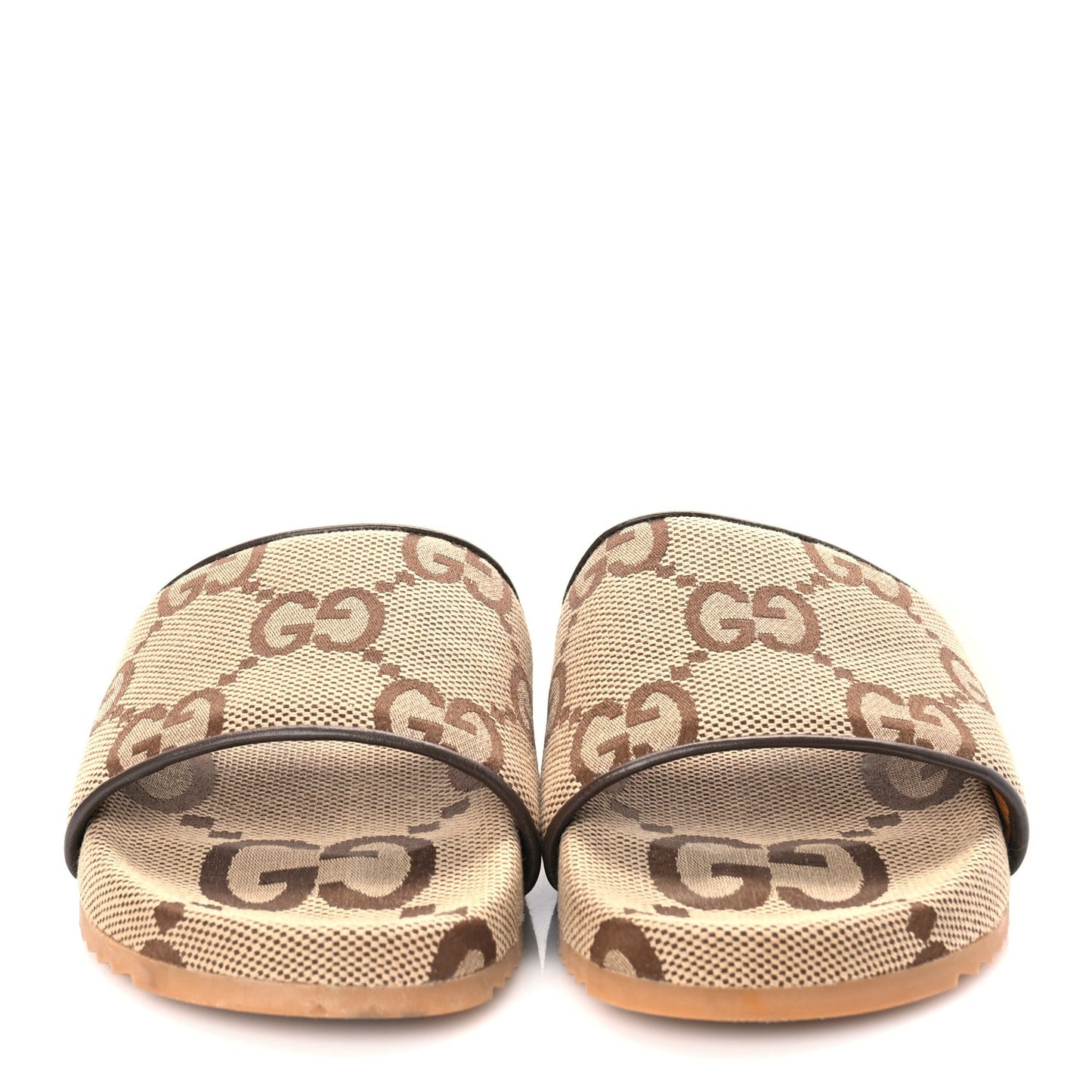 Monogram Jumbo GG Mens Slide Sandals 40 Camel Ebony