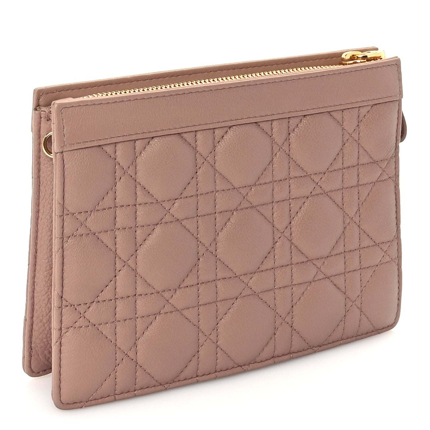 Calfskin Cannage Caro Zipped Pouch With Chain  Fard