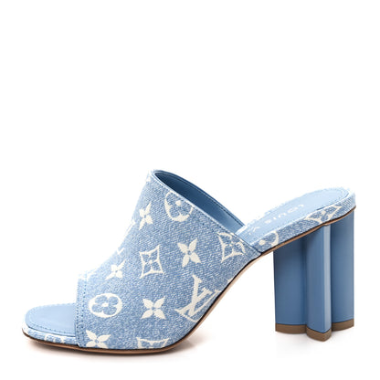 Louis Vuitton Denim Monogram Silhouette Mules 37 Blue 1 of 9