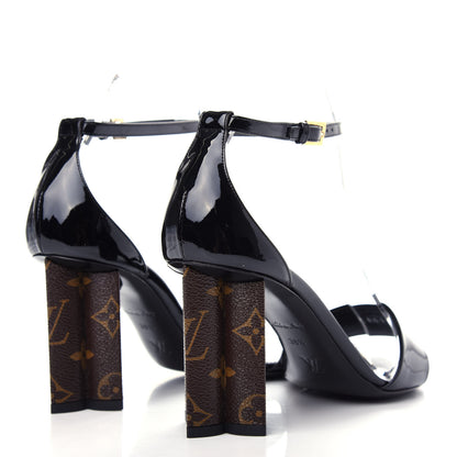 Louis Vuitton Patent Monogram Silhouette Sandals 38.5 Black 4 of 10