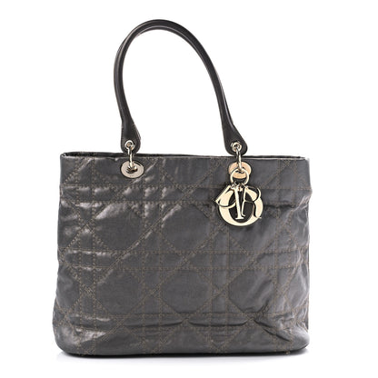 Christian Dior Coated Canvas Cannage Large Dior Soft Shopping Tote Grey 1 of 8
