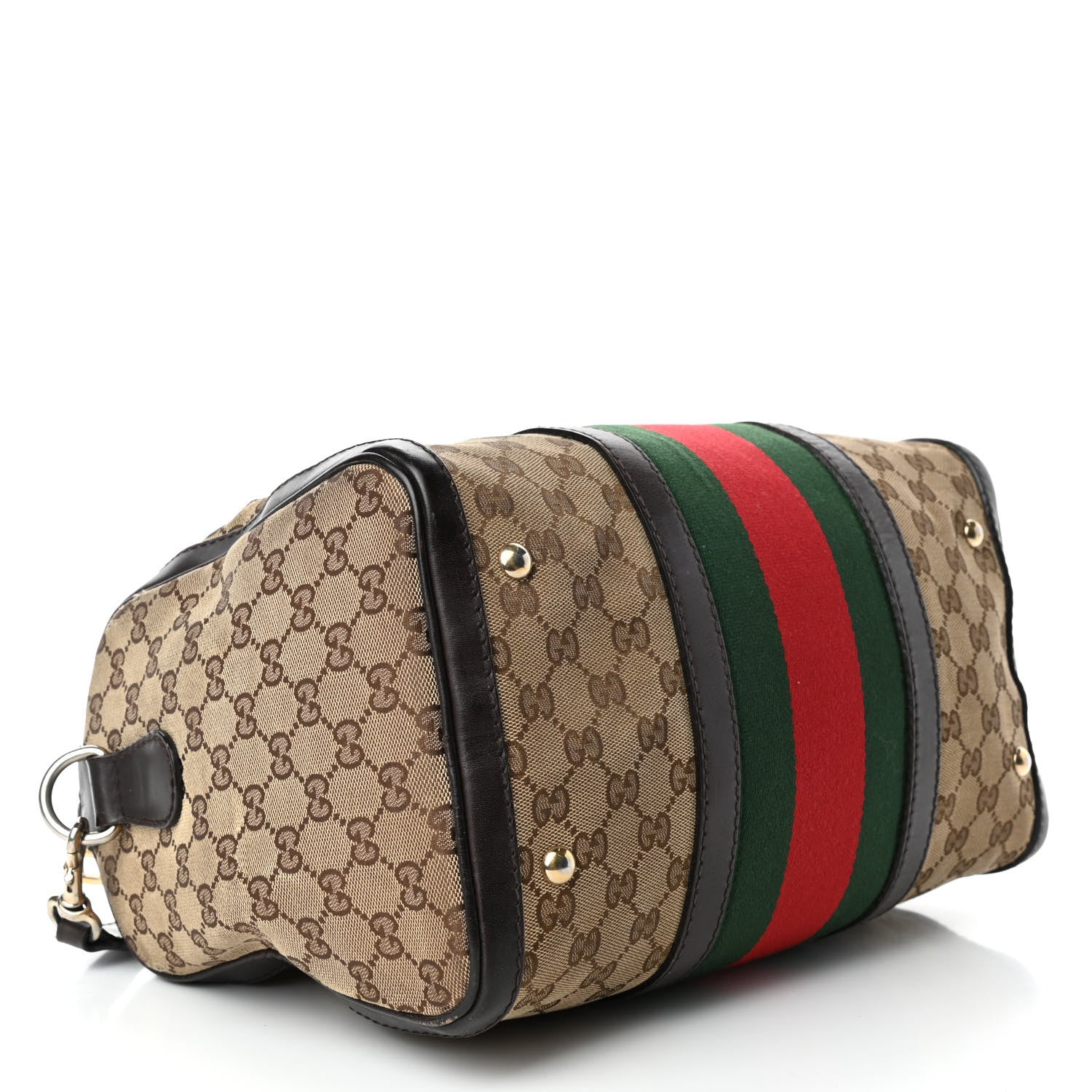 Gucci Monogram Vintage Web Medium Boston Dark Brown 3 of 4