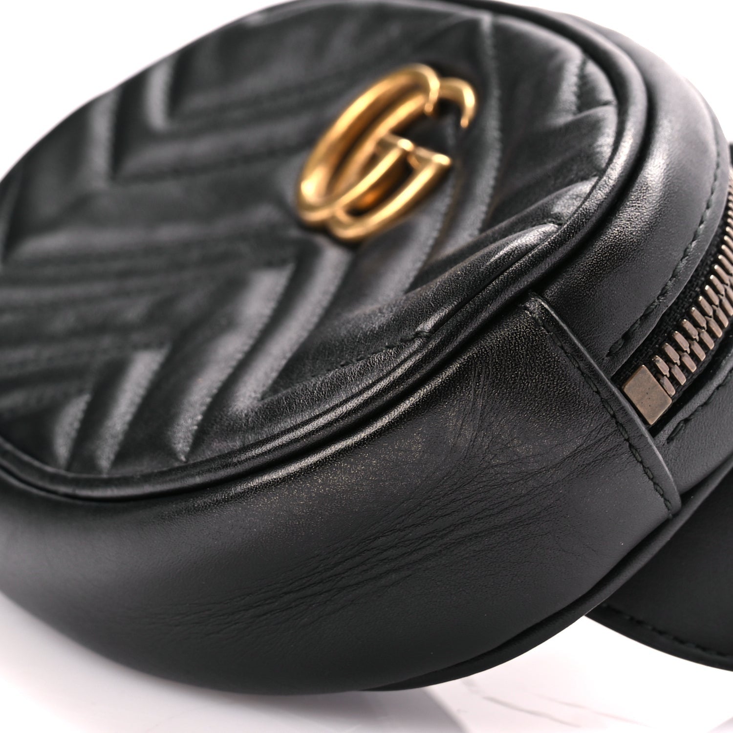 Gucci Calfskin Matelasse GG Marmont Belt Bag 85 Black 9 of 10