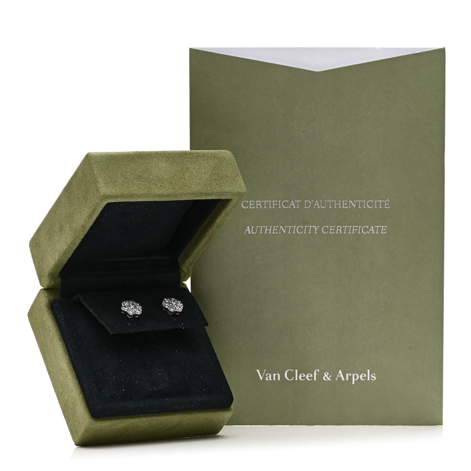 Van Cleef & Arpels 18K White Gold Diamond Fleurette Earrings 5 of 5