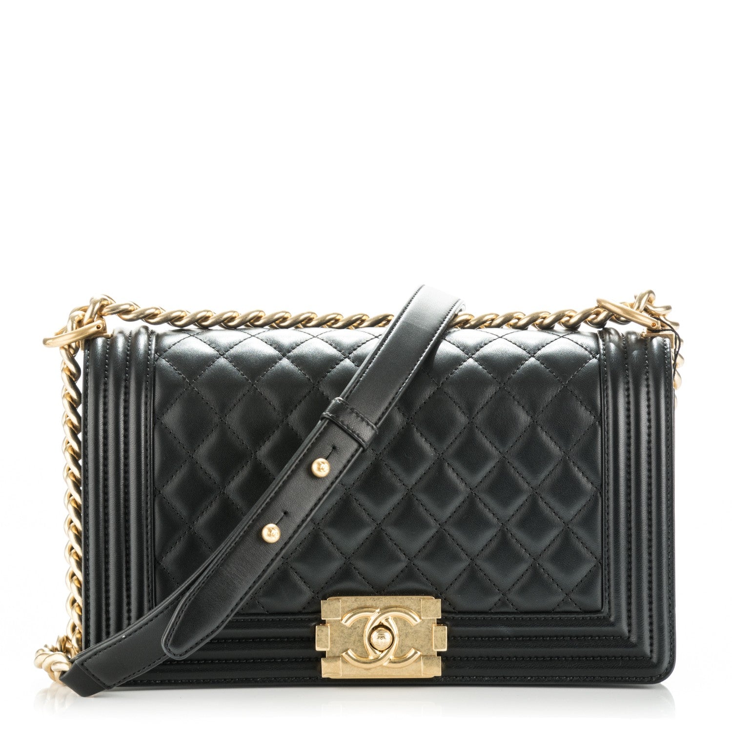 Chanel Lambskin Quilted Medium Boy Flap Black 1 of 8