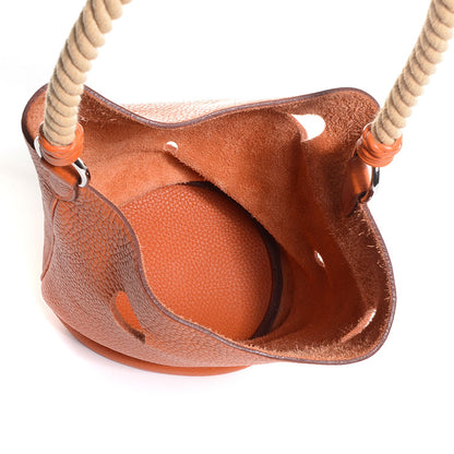 Hermes Taurillon Clemence Mangeoire Rope Bag Potiron 5 of 9