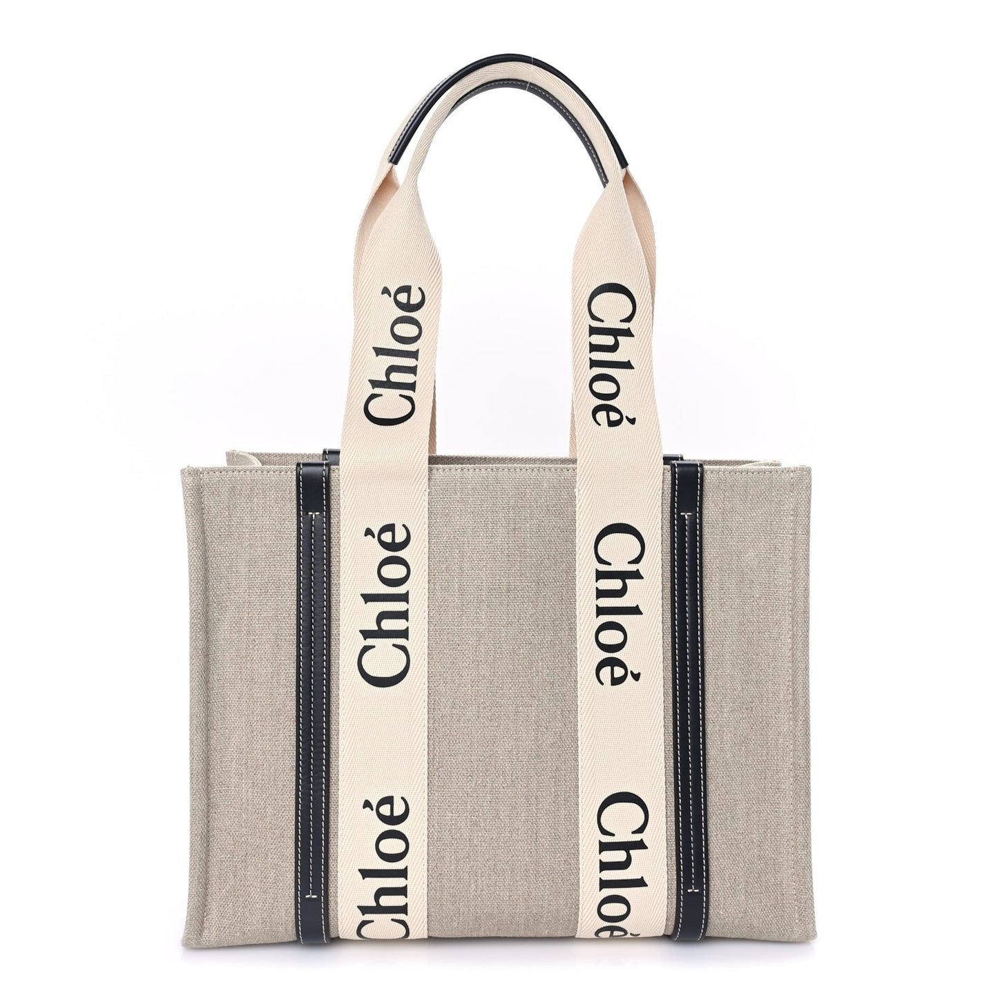 Cotton Calfskin Medium Woody Ribbon Tote White Blue