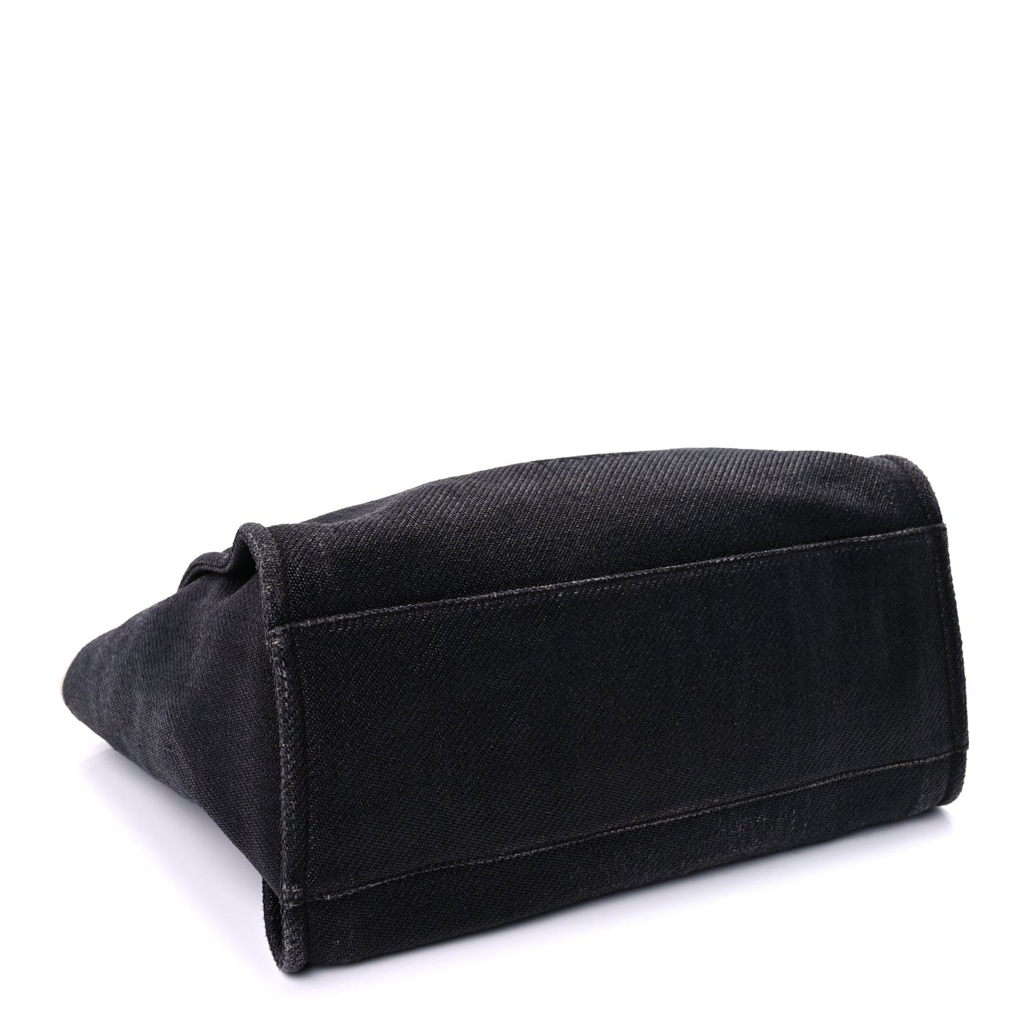 Woven Straw Raffia Medium Deauville Tote Black White