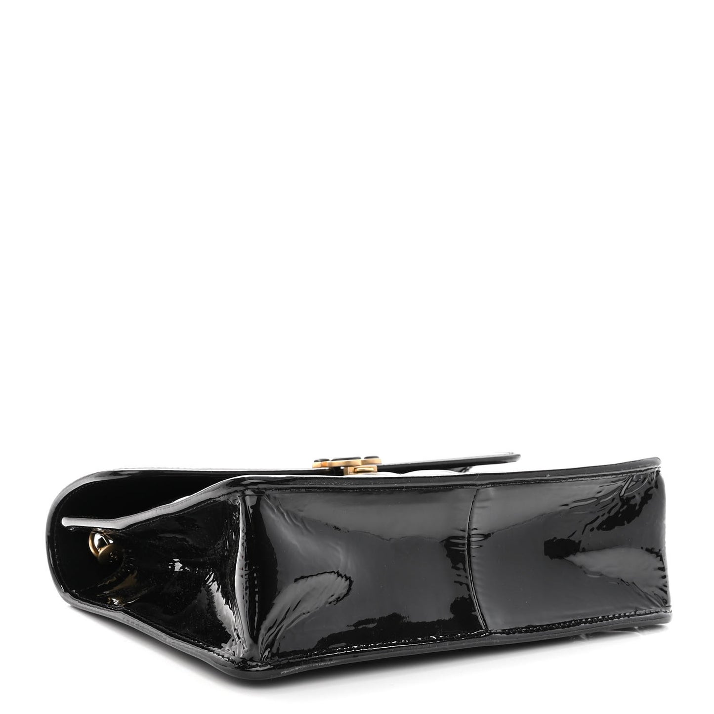 Patent Quilted Graphic Catch Flap Black