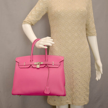 Hermes Epsom Candy Birkin 35 Rose Tyrien and Rubis 2 of 9