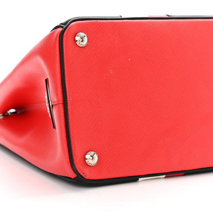 Prada Saffiano Baiadera Striped Medium Galleria Double Zip Tote Black Fuoco White 8 of 12