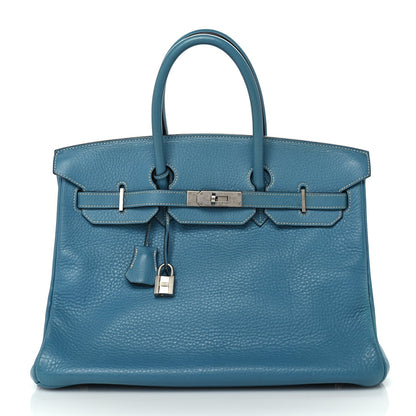 Hermes Taurillon Clemence Birkin 35 Blue Jean 1 of 9