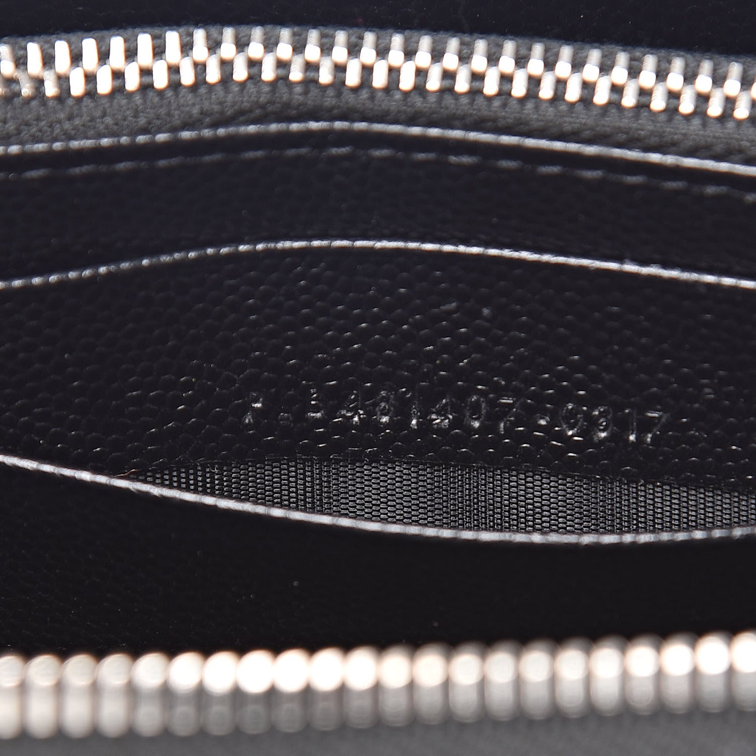 Saint Laurent Grain De Poudre Matelasse Chevron Monogram Zip Around Wallet Black 7 of 9