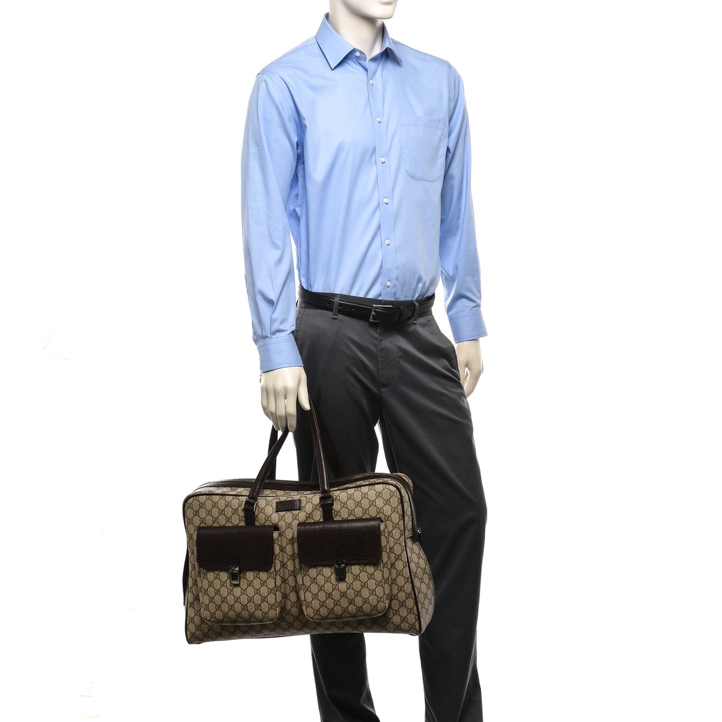 GG Plus Monogram Duffle Bag Dark Brown