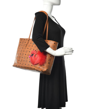 MCM Visetos Medium Rooster Anya Top Zip Shopper Tote Cognac 2 of 11