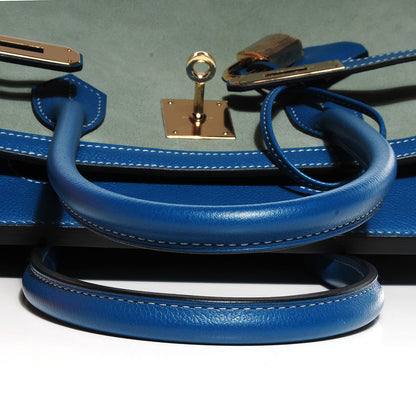Hermes Veau Doblis Evergrain Grizzly Birkin 35 Bleu de Galice Ciel 26 of 26