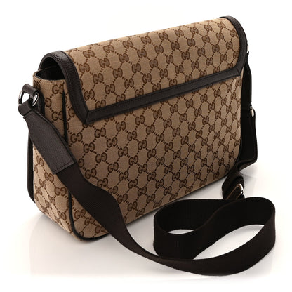 Gucci Monogram Large Flap Messenger Bag  Beige Dark Brown 2 of 8