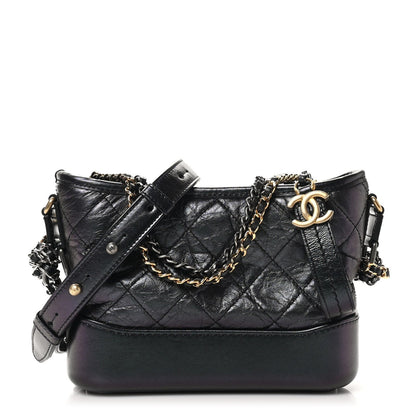 Chanel Iridescent Aged Calfskin Quilted Small Gabrielle Hobo Black 1 of 7