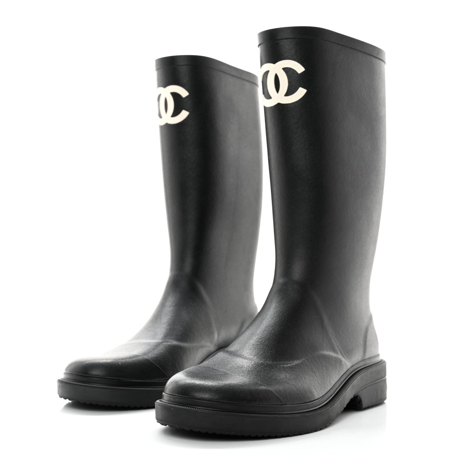 Chanel Caoutchouk CC High Boots 40 Black 3 of 8