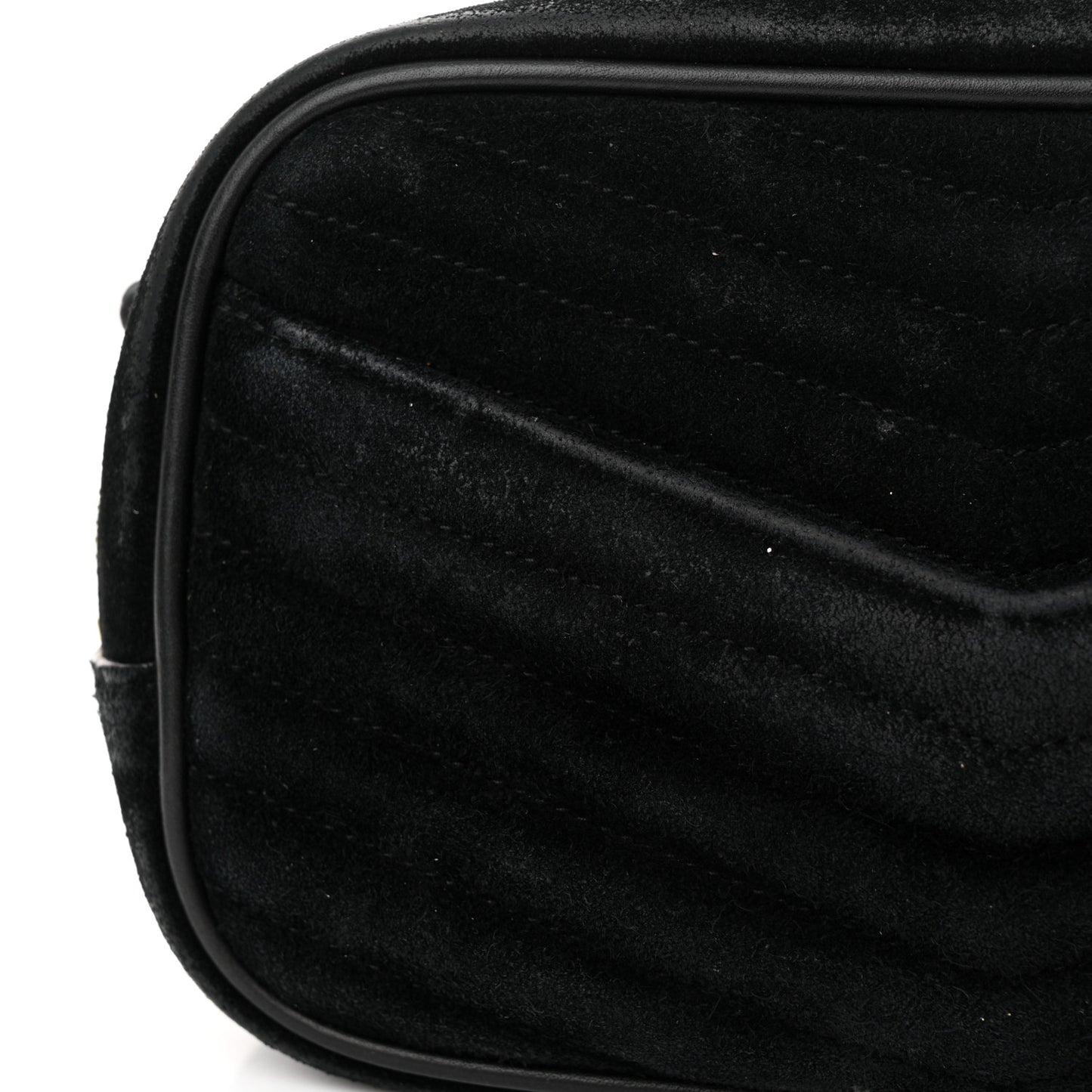 Suede Matelasse Monogram Mini Lou Camera Bag Black